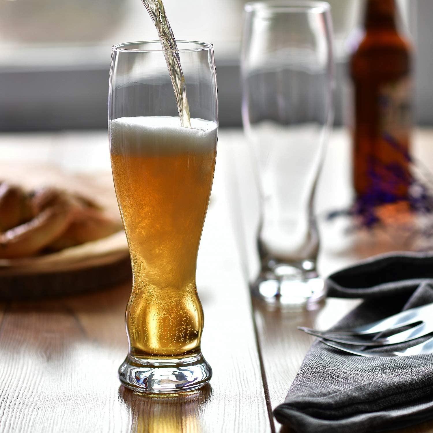 KROSNO Szklanki do Piwa Pszenicznego i Lager Kolekcja Splendour, 6 x 500 ml | Szkło Kryształowe Bezołowiowe, do weizenów, witbierów, pilsów i helles, zmywarka, domowy barek i degustacja