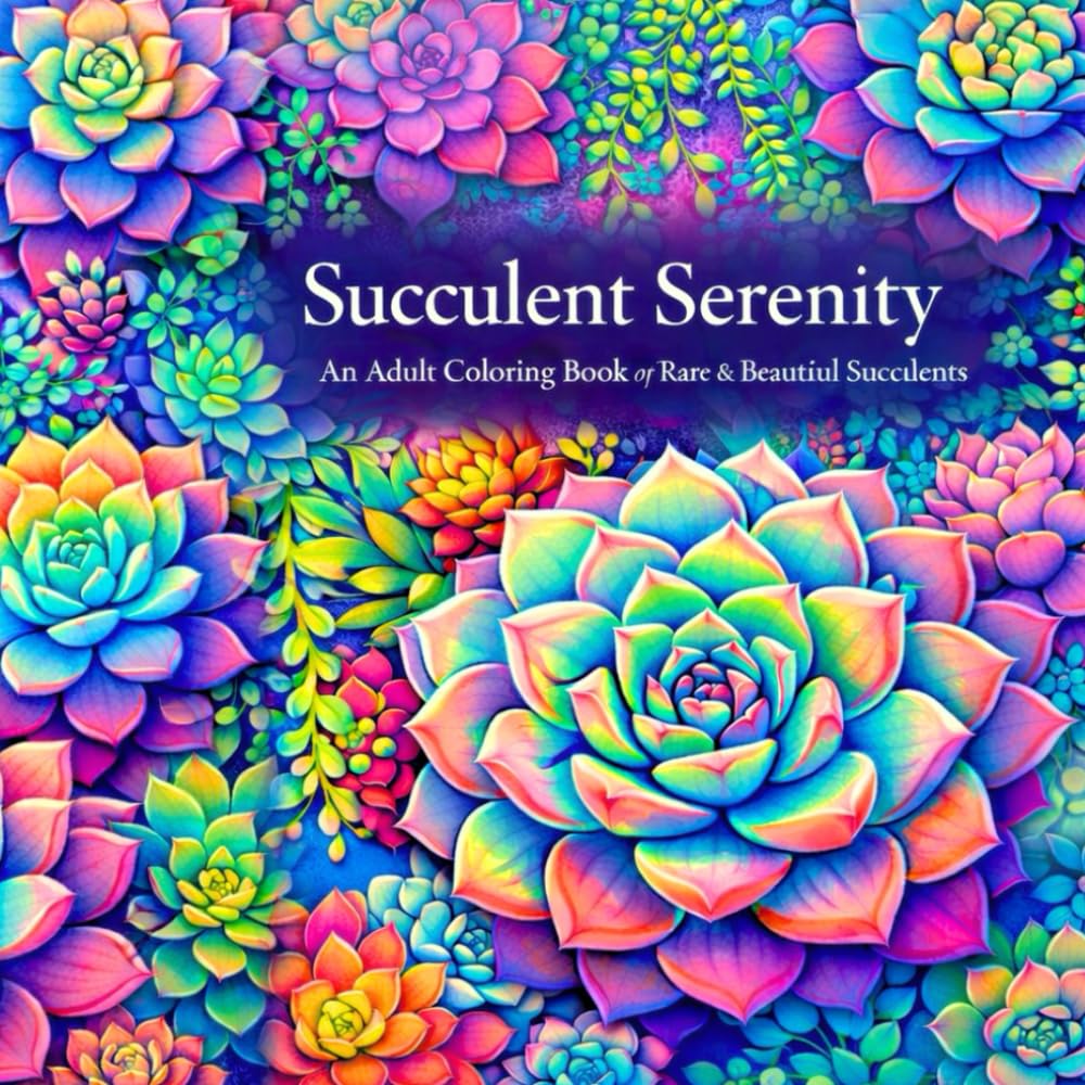 Succulent Serenity: An Adult Coloring Book of 60 Rare & Beautiful Succulents