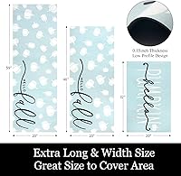 Vista 3 de Juego de 3 tapetes de cocina de otoño azul con respaldo de goma, alfombrillas de cocina de hola calabaza, otoño, para piso, antideslizante, alfombra