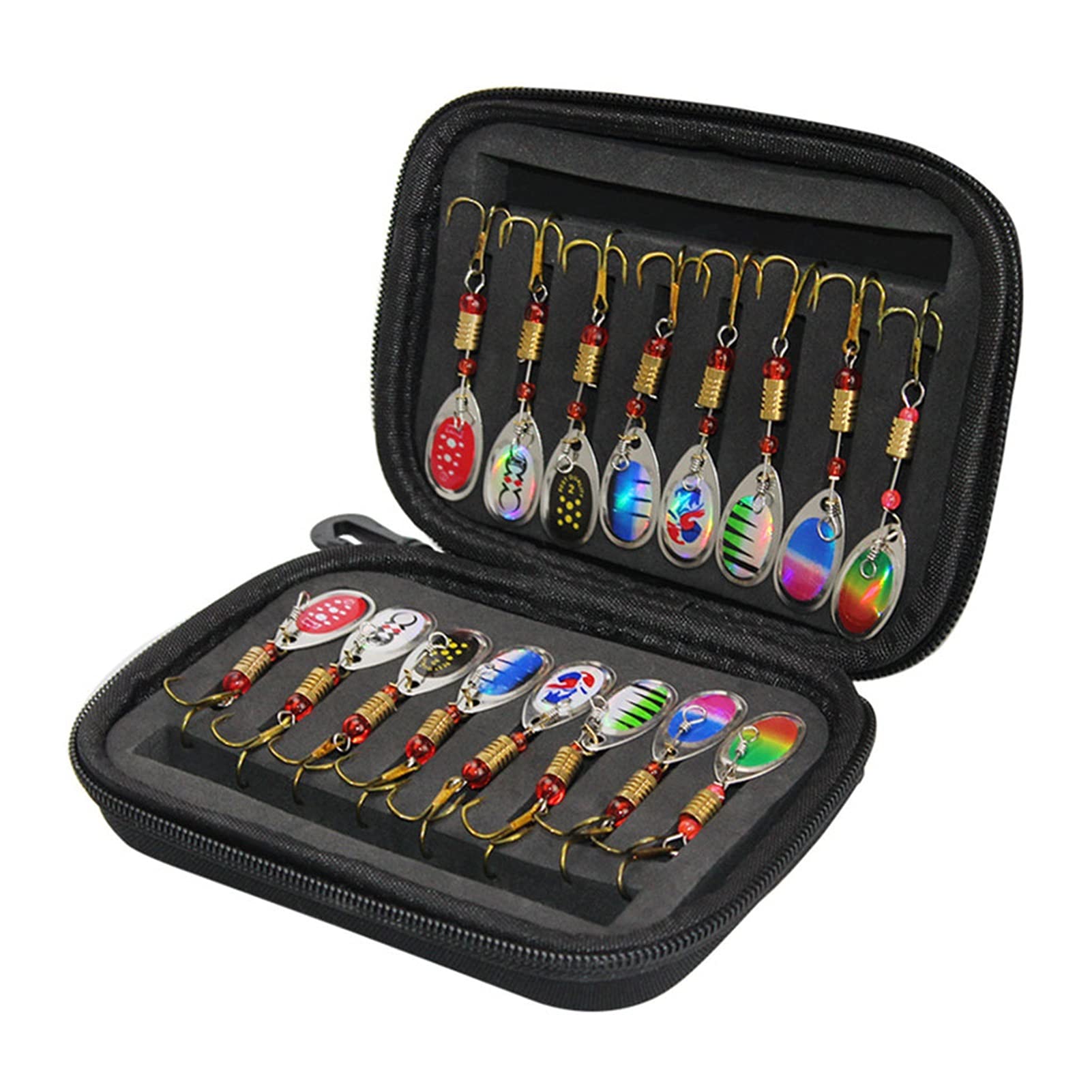 Señuelos de Pesca Fuerza de Pesca Spinners Cebo Cuchara Conjunto con Bolsa de Tackle Trout Bass Bass Salmon Pike Walleye Pesca al Aire Libre Tackle 16pcs Cebos Artificiales
