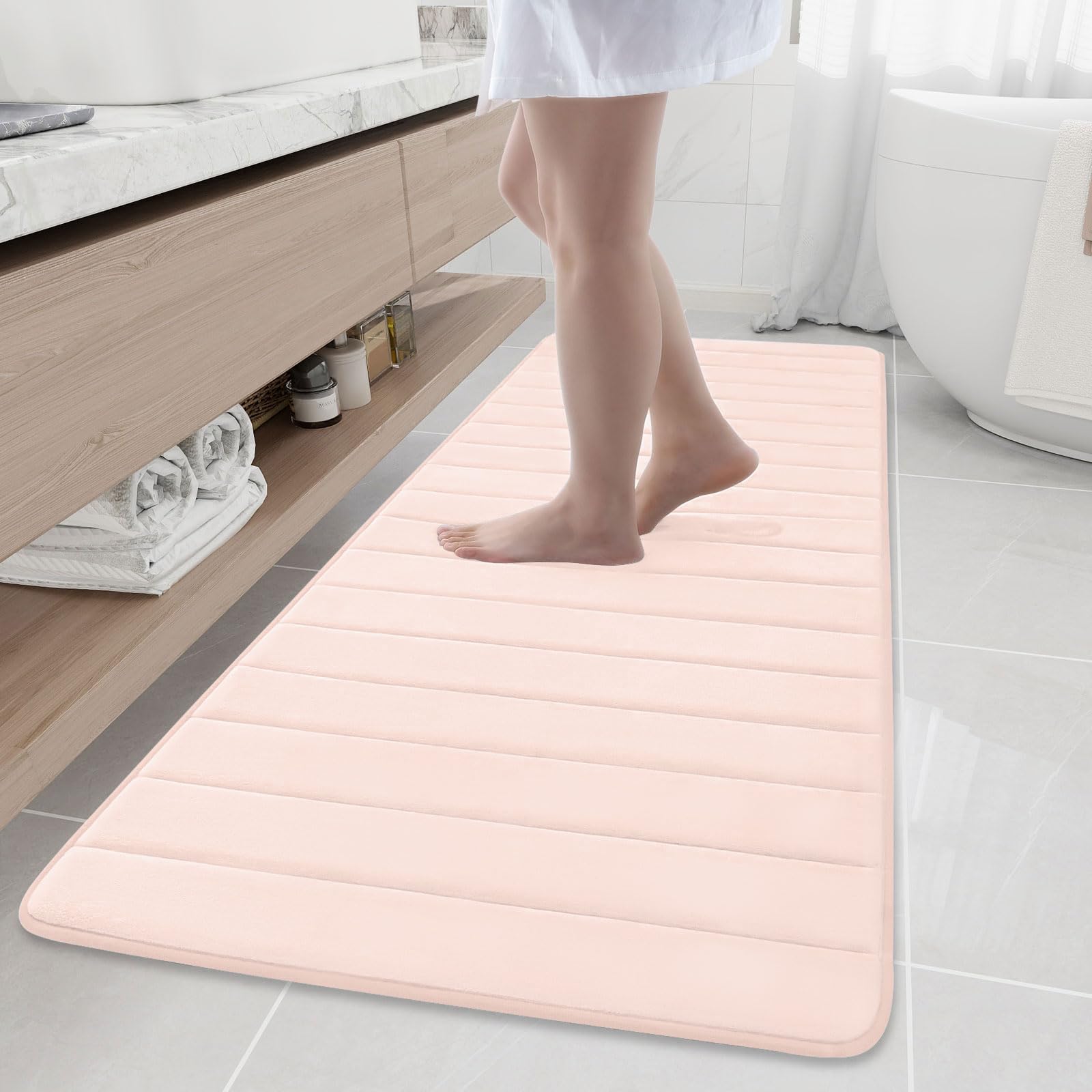 Buganda Memory Foam Bath Mat, 70" x 24", Ultra Soft and Non-Slip Bathroom Rugs, Water Absorbent and Machine Washable Bath Rug Runner for Bathroom,