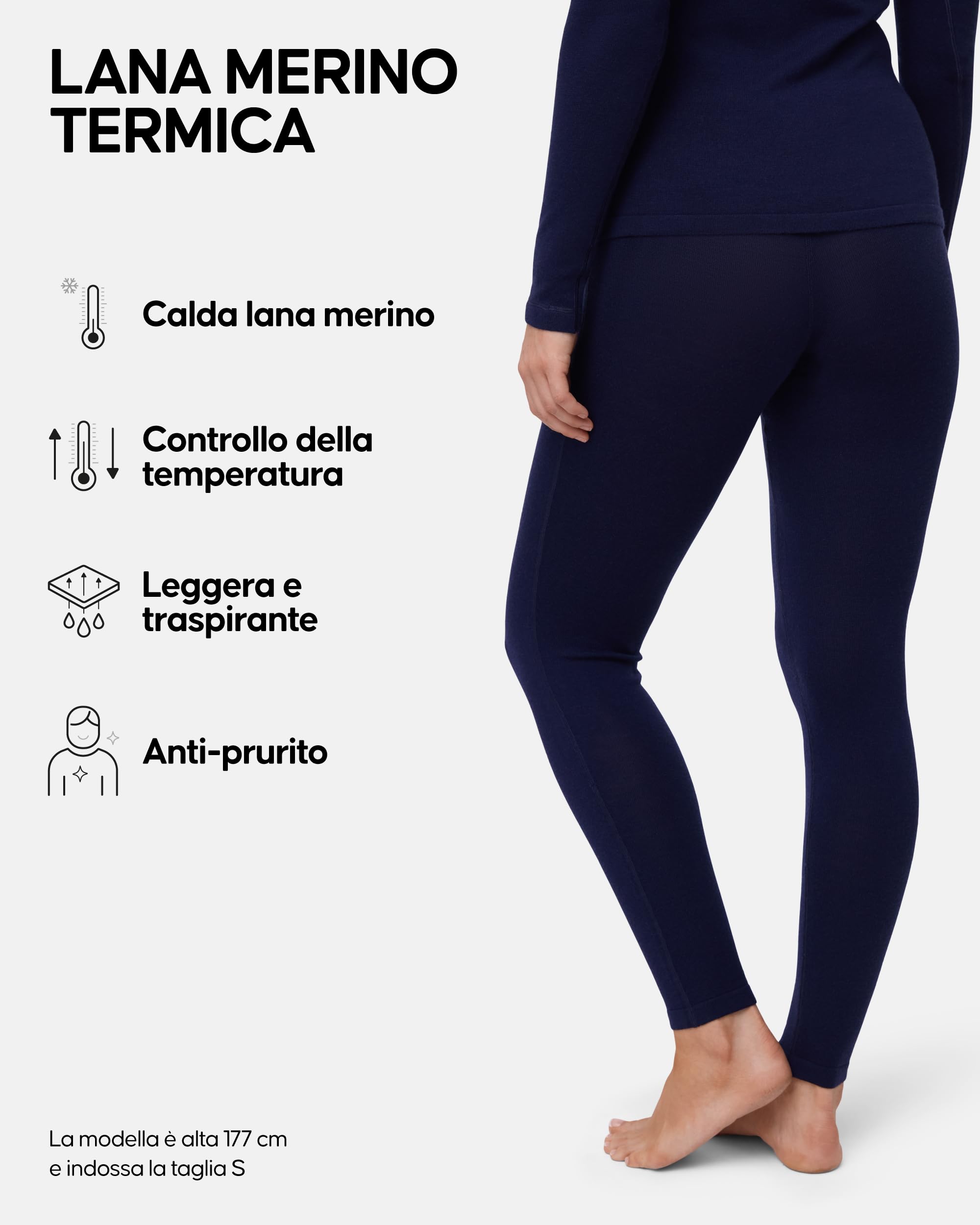 DANISH ENDURANCE Pantaloni Termici Donna in Lana Merino per Freddo Estremo, Leggings Invernali per Sci, Trekking, Escursionismo