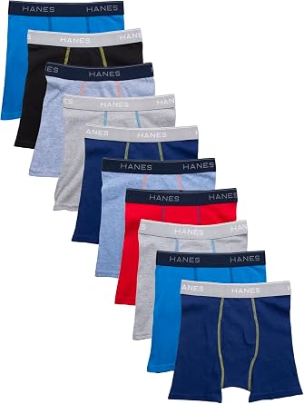 Hanes Boys' Underwear Boxer Briefs Or Briefs Pack, 8 Or 12 Pack, Cotton Stretch Underwear for Boys & Toddler Boys