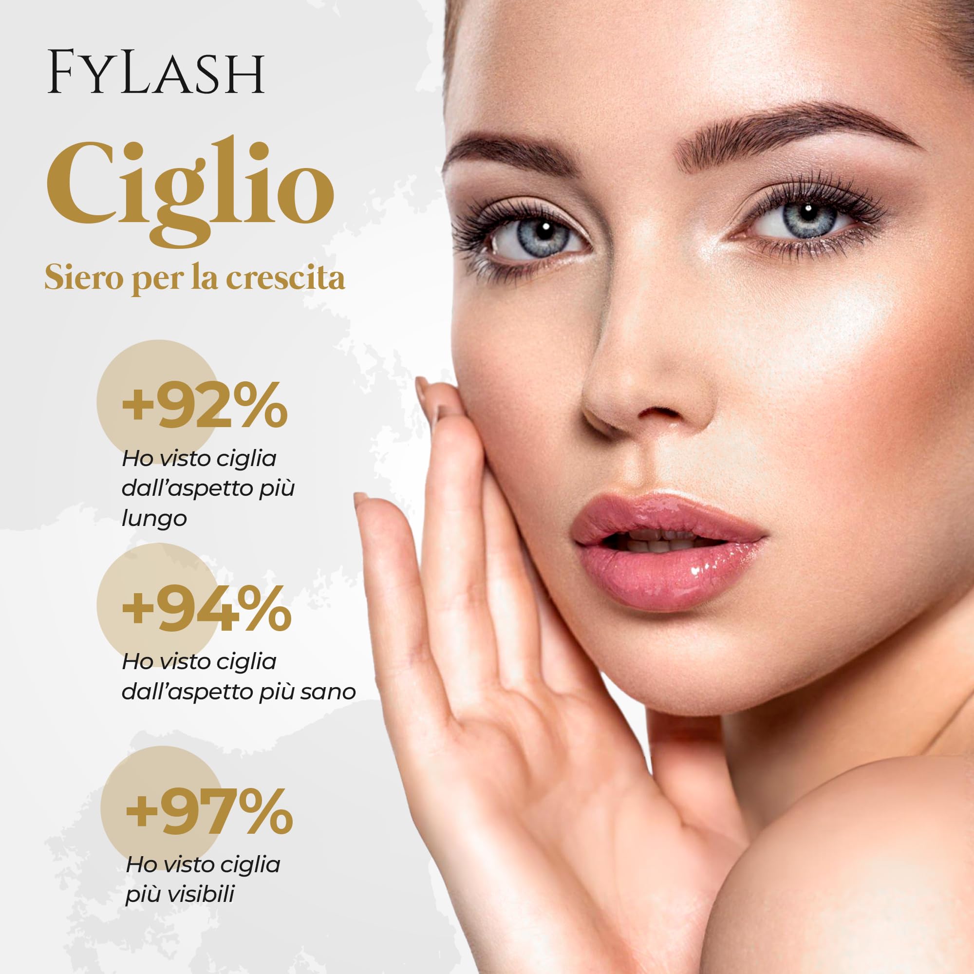 Siero Ciglia Allungante| Siero Crescita Rinforzante Naturale SENZA Ormoni| Trattamento Rinforzante 5ml per 4 Mesi | Guida e Misuratore Inclusi