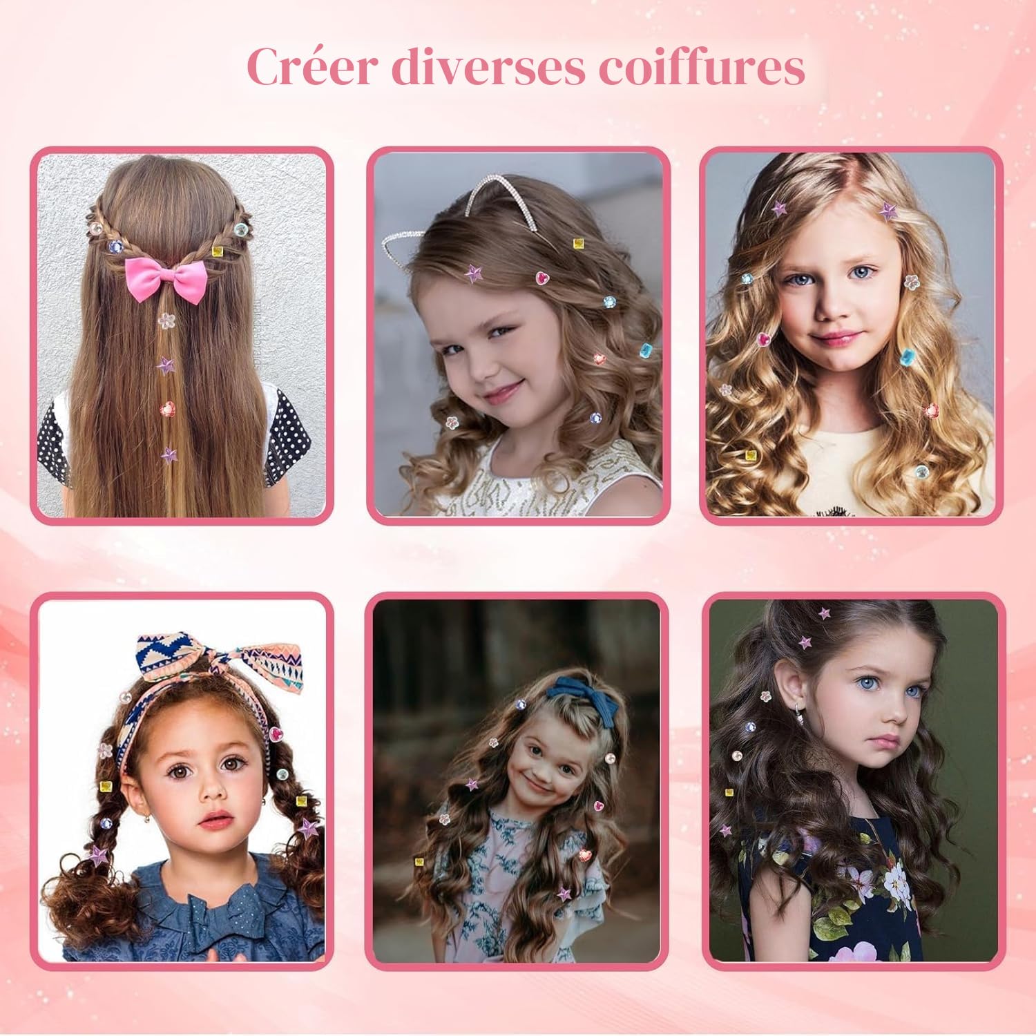 Cadeau Fille 5 6 7 8 9 10 Ans, Kit Gemmes Cheveux Jeux Fille 4-10 Ans Femelle, Travaux Créatifs pour Enfants, Cadeau Anniversaire Fille 11 12 Ans