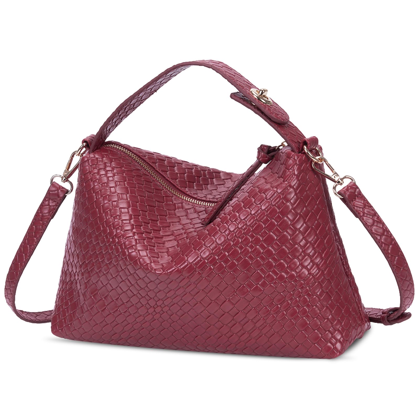 LushandyWoven Purses for Women, Leather Woven Crossbody Bag Slouchy Hobo Bag Chic Tote Purse Trendy Satchel Shoulder Handbag