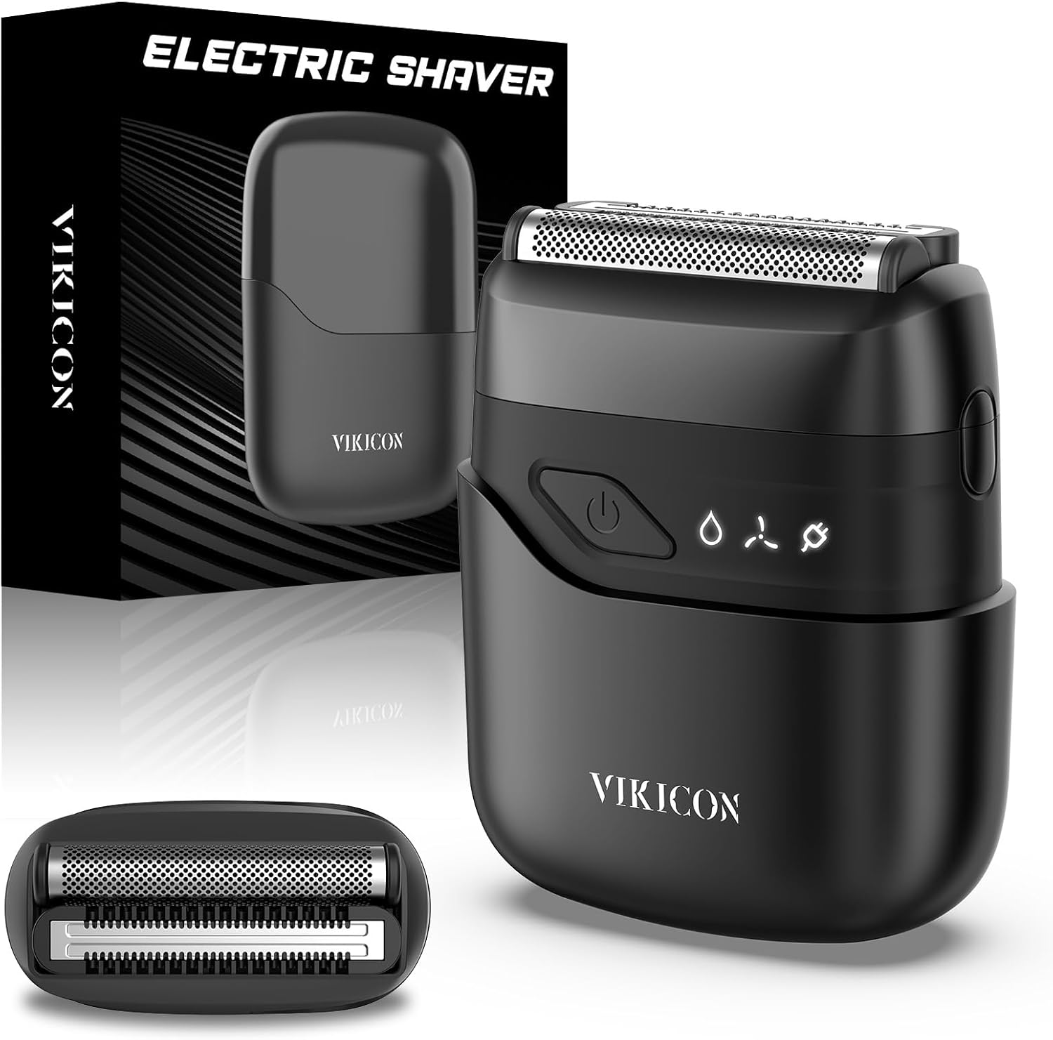 VIKICON® Electric Foil Shavers for Men, Compact Travel Face Shaver, Mini Razor for Shaving Face, Portable On-The-Go Shaver w/Dual Floating Blades, Close Shave Stubble Trimmer USB-C, Gifts for Dad Him