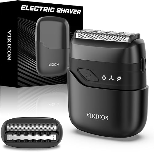 VIKICON Afeitadoras eléctricas de aluminio para hombres, afeitadora facial compacta de viaje, mini maquinilla de afeitar para afeitarse la cara,