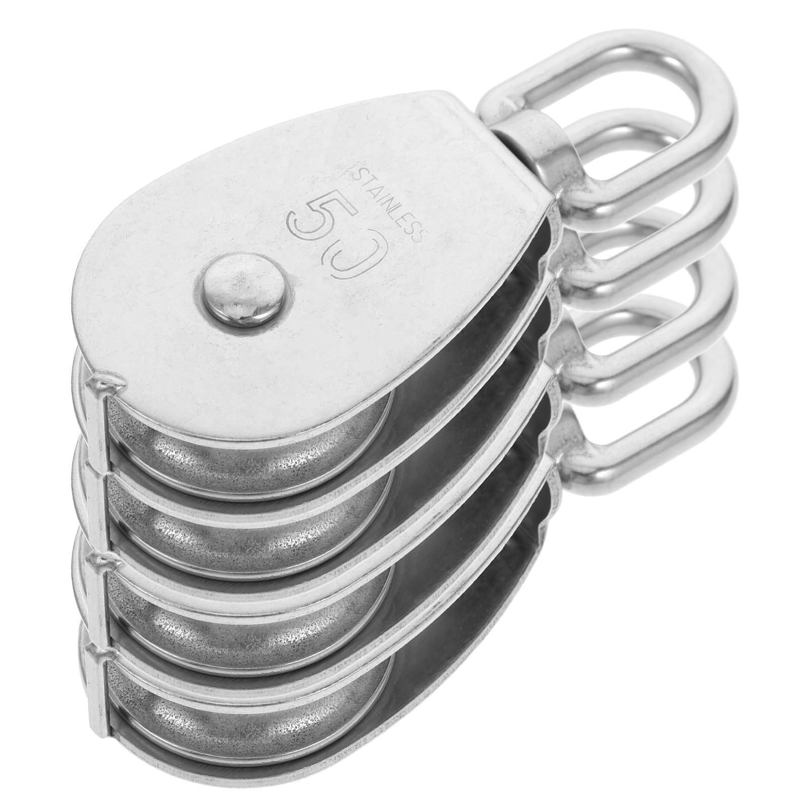 Ipetboom 4 Stck Teiliges Edelstahl Flaschenzug Seilrolle mit Drehbarem Haken Belastbarer Einzelblock für Bau Lager und Industrie Robustes Hebesystem für Schwere Lasten