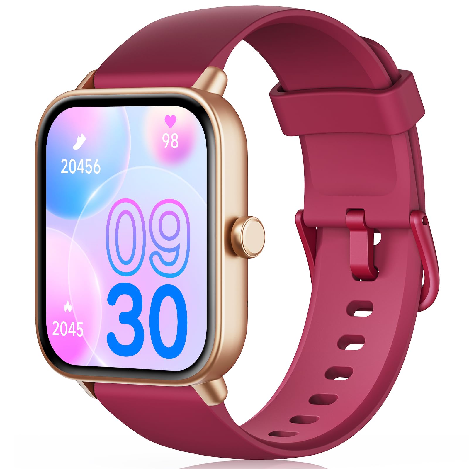 Smartwatch Uomo Donna Rispondi/Effettua Chiamate, 1.8" Orologio Alexa Integrata, SpO2/Frequenza Cardiaca/Sonno/Stress, 100+ Sports, Contacalorie/Passi, IP68 Smart Watch per Android/iOS (Rosso, 1.8)