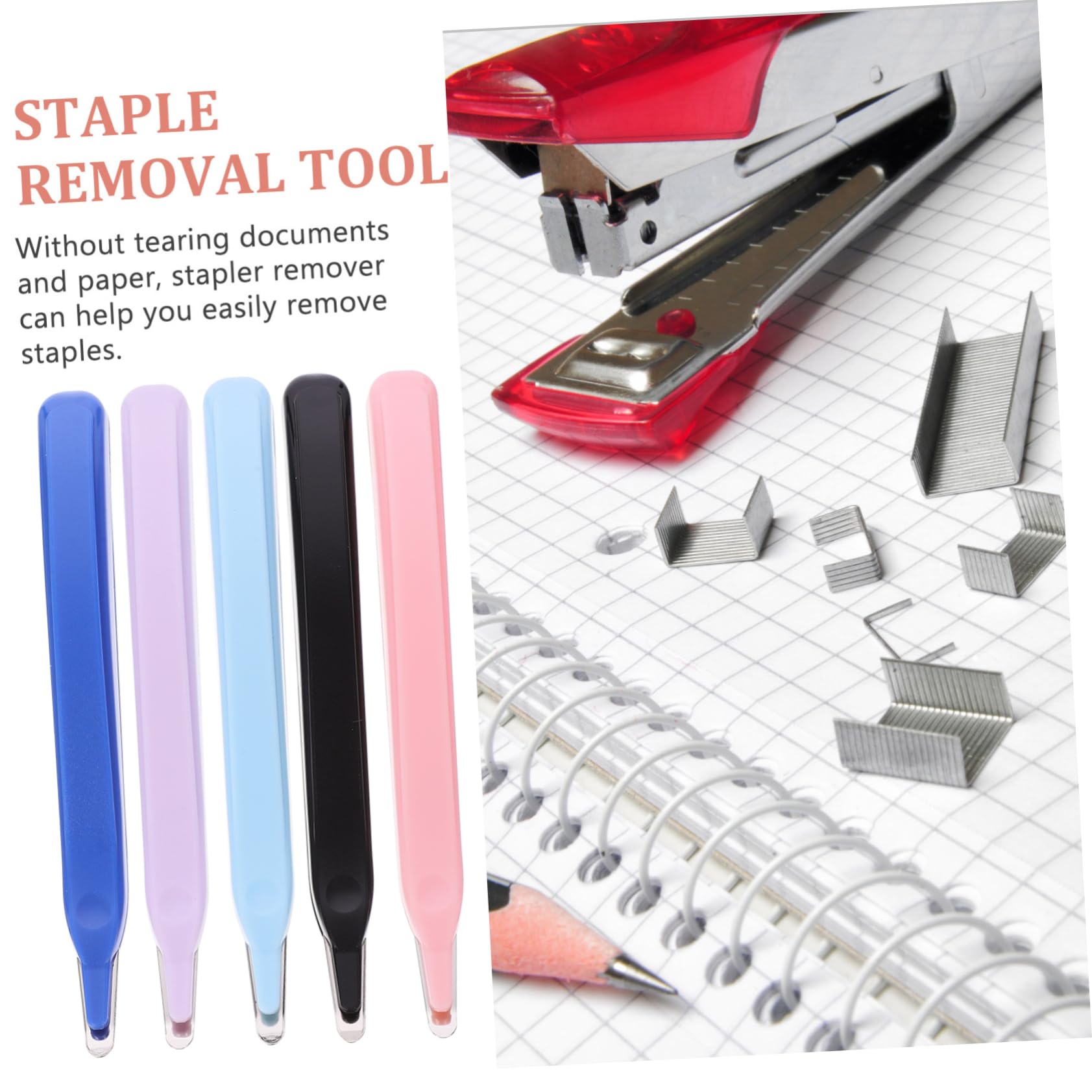 Angoily 4 ensembles Extracteur D'Agrafes À Stylo Outil Manuel Pour Bureau Agrafeuse Manuelle Arrache-Agrafes Extracteur D'Agrafes Arrache-Agrafes 5 pièces * 4