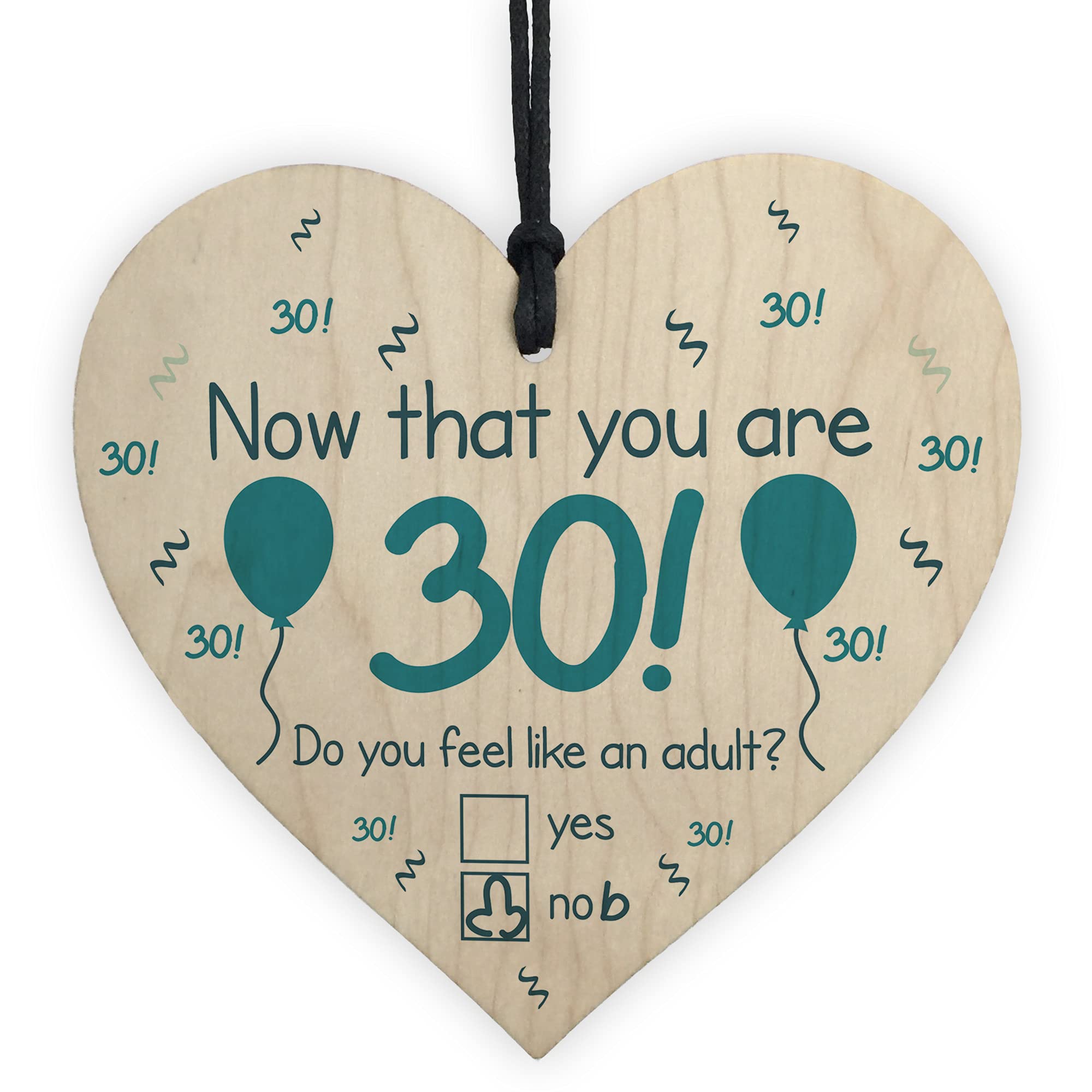 Red Ocean Funny 30th Birthday Gifts For Him Her Novelty Wood Heart Gift For Friend Brother Boyfriend
