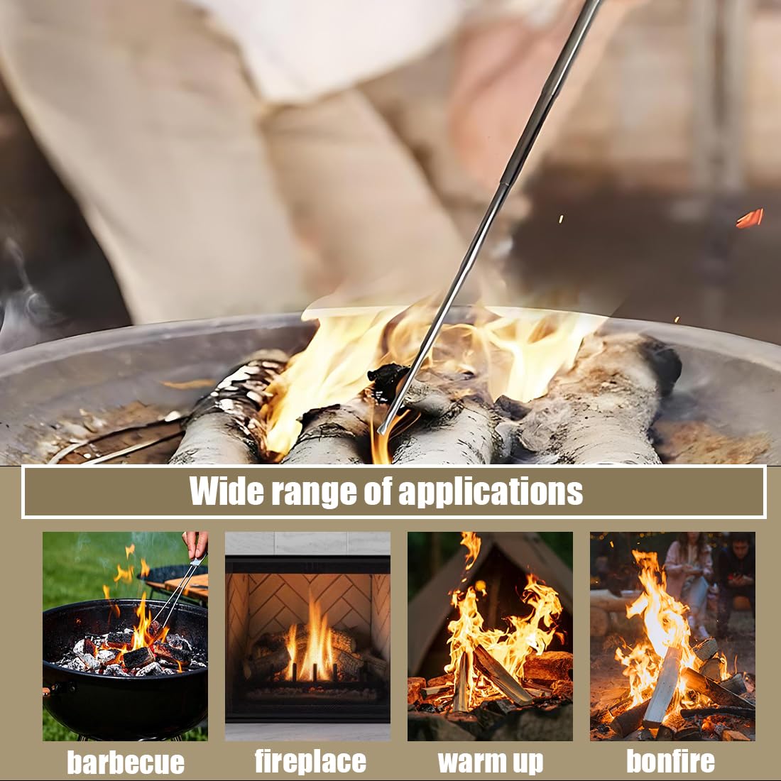 1 Soffietto Retrattile In Acciaio Inossidabile, Strumento Portatile Per Fuoco Da Campo, Perfetto Per Sopravvivenza, Avventura Nella Giungla, Picnic E Barbecue.