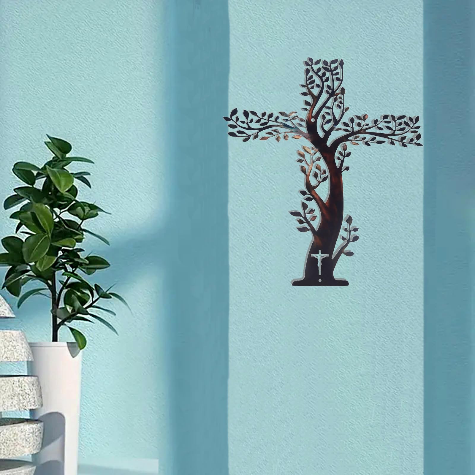Amazon.com: YO-yiHHG Metal Cross Tree Wall Decor, Tree of Life