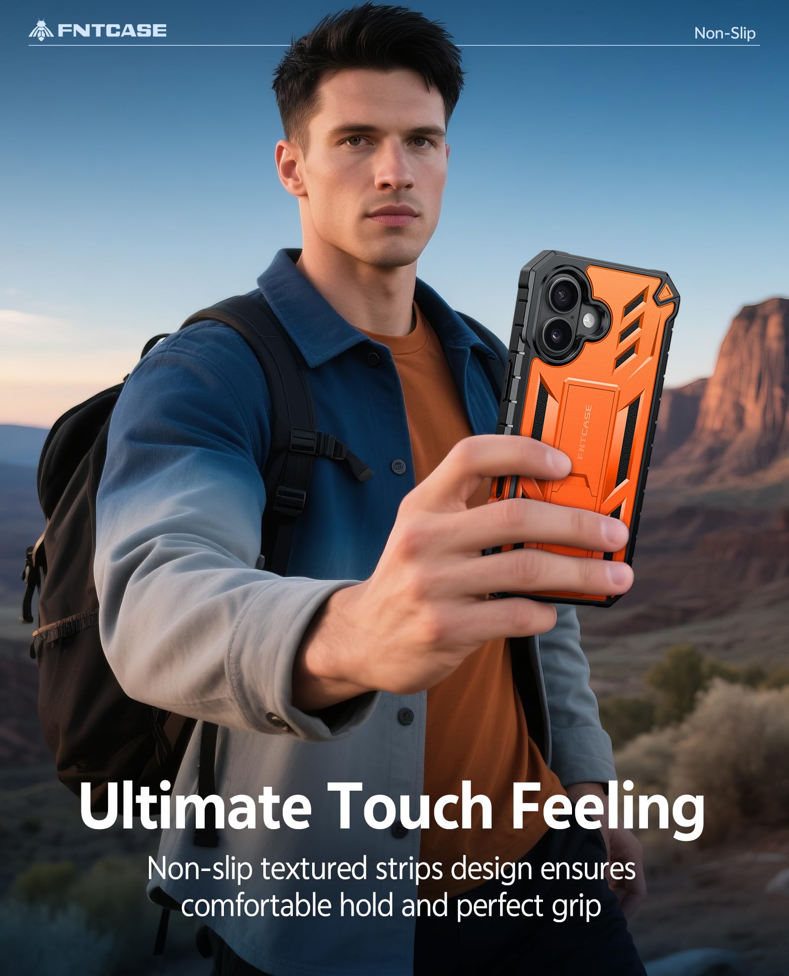 FNTCASE Custodia per iPhone 17 con pellicola protettiva integrata e cavalletto