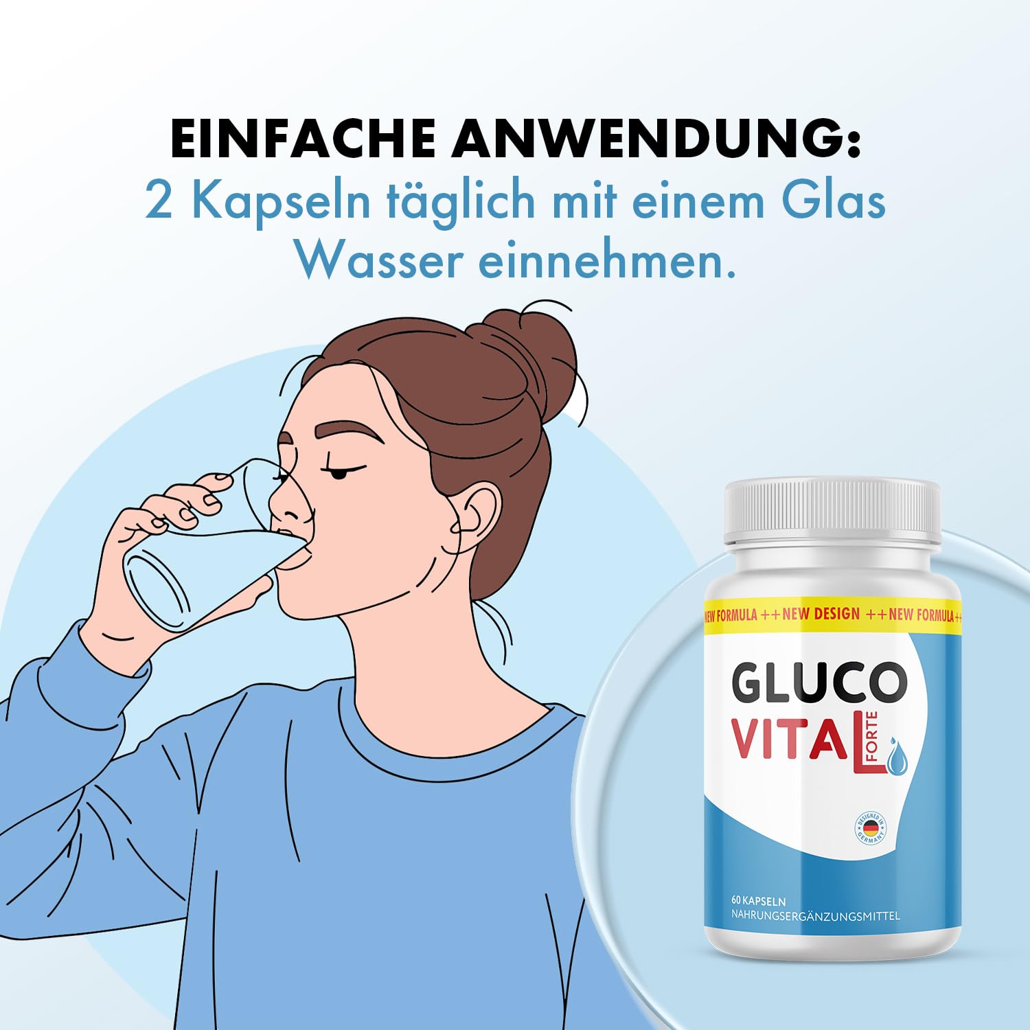 GlucoVital Forte Kapseln | Reich an Zink und Chrom | Einfache Anwendung | 60 Kapseln Inhalt
