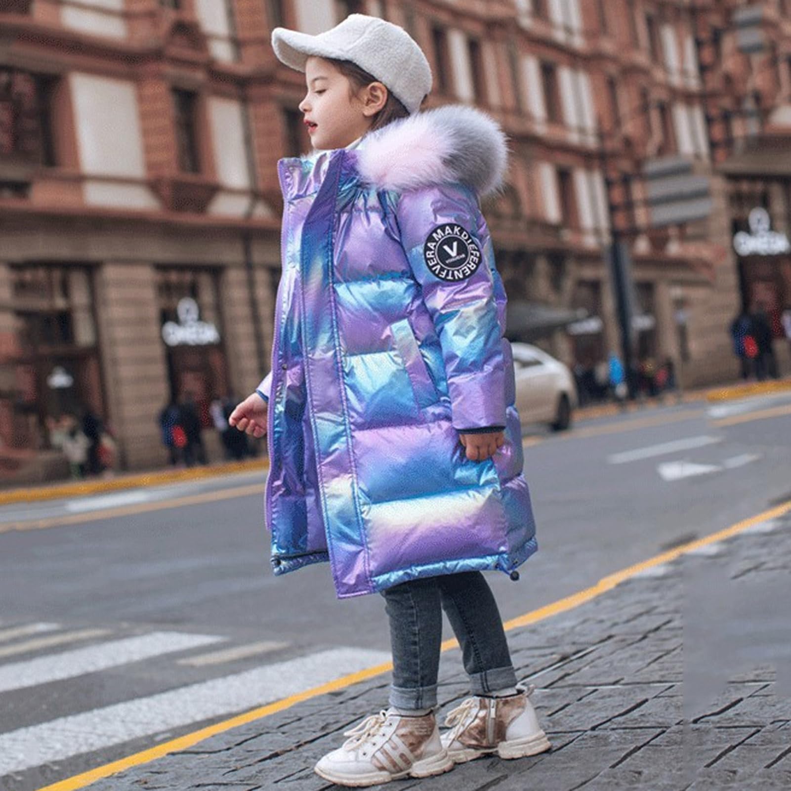 Piumino Ragazza Addensato e allungato Cappotto Antivento Giacca Bambino Calda Giacca Outdoor Abbigliamento per Inverno