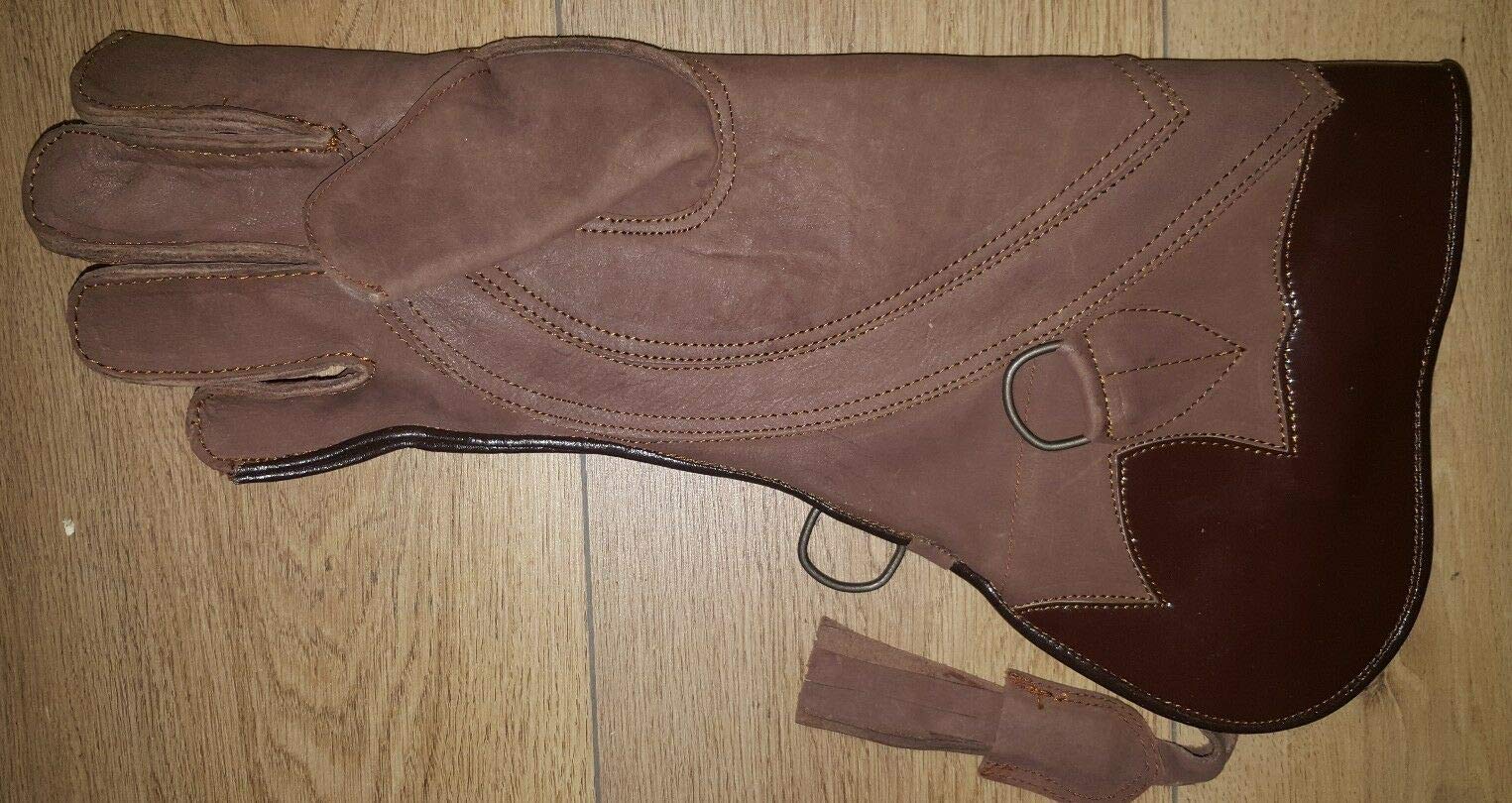 Águila y Cetrería Guante 4 Capas Nubuck Cuero 16 Inches Largo, Negro Brillante