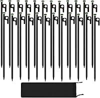 Vista 12 de 20 estacas de tienda de campaña, estacas resistentes de 16 pulgadas, estacas de acero forjado de 0.35 pulgadas de diámetro resistentes para tienda