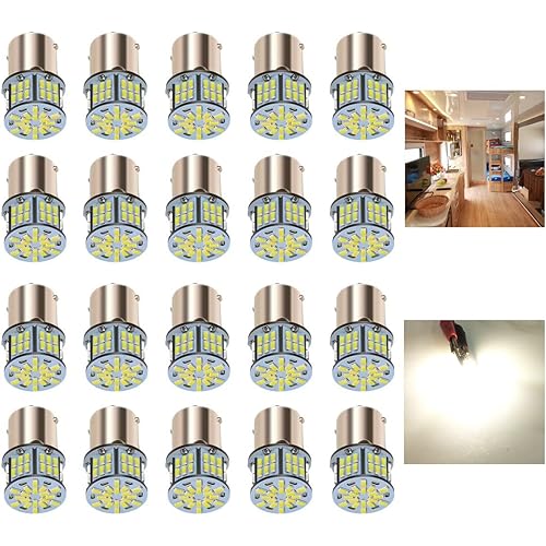 12V RV LED Interior Lights, 20 Packs 1141 1156 1003 1073 BA15S 7506 LED Bulbs for RV Camper Trailer Boat Trunk Interior Indoor Tail Lights, Natural White - 4500K