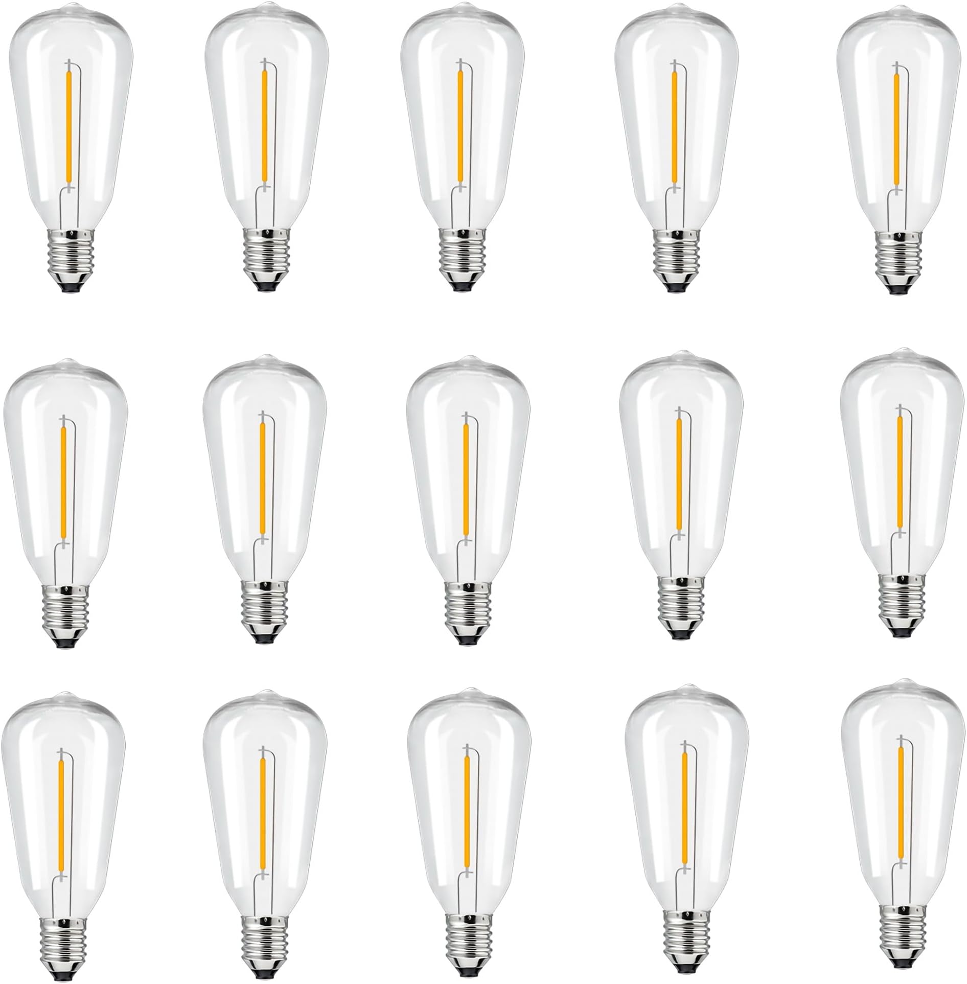 NOTOC15 Pack Dimmable Edison Light Bulb Warm White 0.6 watt G40/E12 Screw Base,ST38 LED Shatterpro Bulbs for Indoor/Outdoor Courtyard String Lights