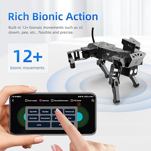 Vista 22 de Kit de robot para perro Raspberry Pi 4GB, interacción de reconocimiento visual AI, robot inteligente Python programable, 12 DOF Bionic Gait perro