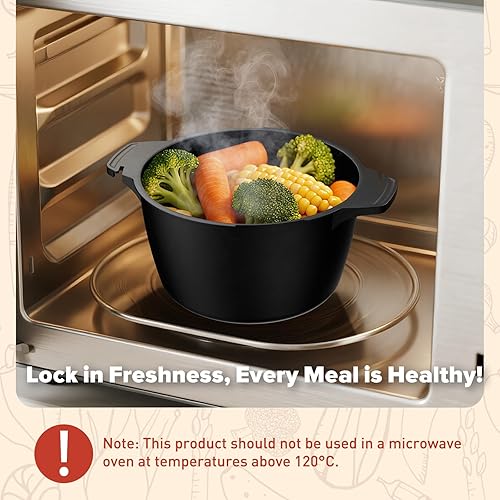 Miniatura 5 de AJXX - Vaporizador pequeño para microondas de 1 cuarto de galón  AJXX Micro Cookware Vaporizador de verduras para cocinar, cocina microondas con