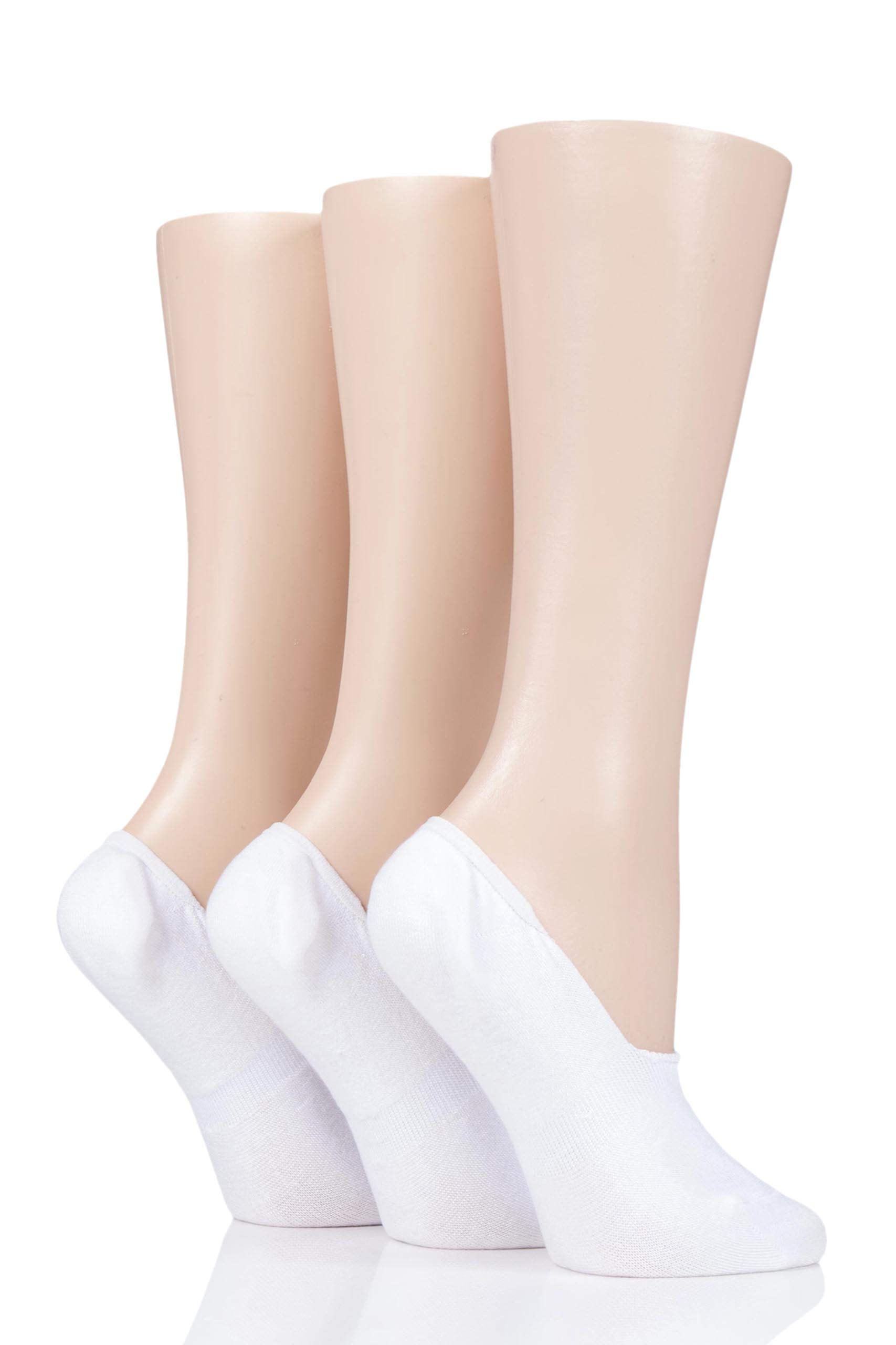Sockshop Women's White Bamboo Fine High Cut Liner Pack Of 3 4-8