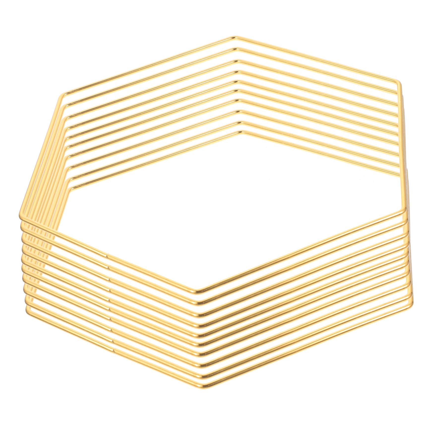 Aros de atrapasueños hexagonales metálicos resistentes con acabado dorado de alta calidad