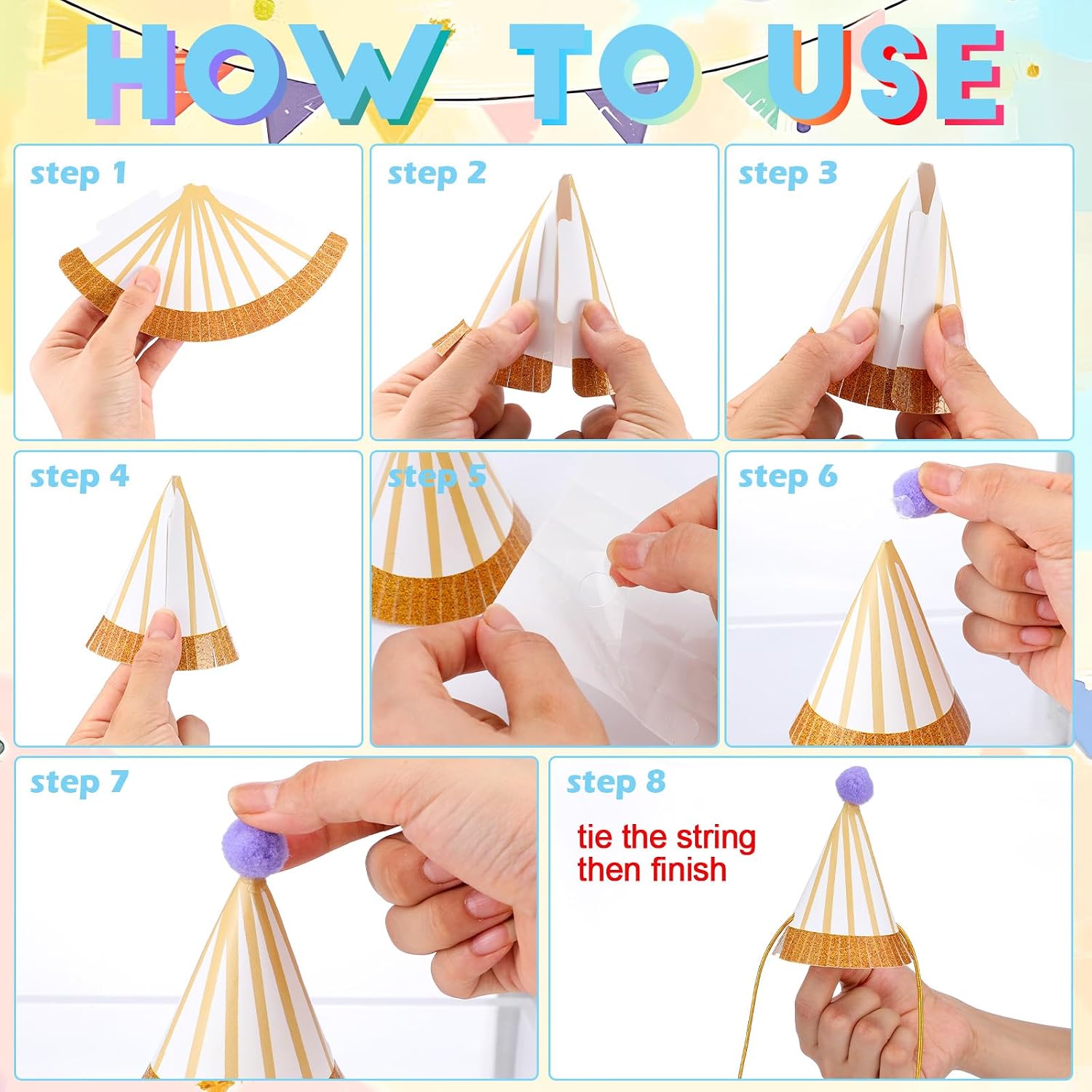 40 Pcs Colorful Mini Party Hats for Stuffed Animals DIY Small Birthday Paper Cone Hat with Pom Poms for Pet Doll Dog Rabbit Puppies Birthday Gifts Stuffed Animals Party Costume Accessories image 5