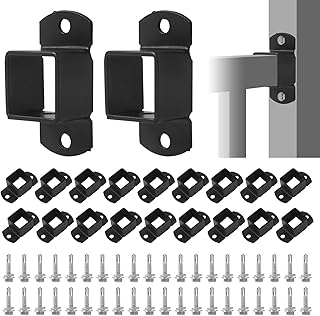 Fence Mounting Bracket for 1" x 1" Square Rails, Fence Panel Internal Connector Carbon Steel Square Tube Rail Bracket for Deck Fence Railing, with Screws - Black 20 Pcs