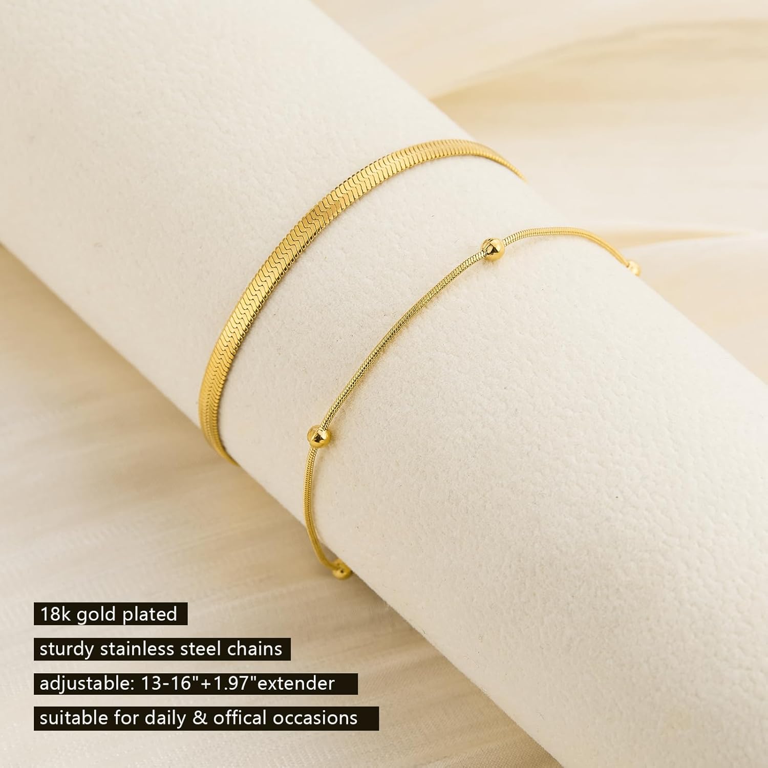 Gold Plated Stainless Steel Layered Choker Necklace Jewelry Gift for Women - Image 3