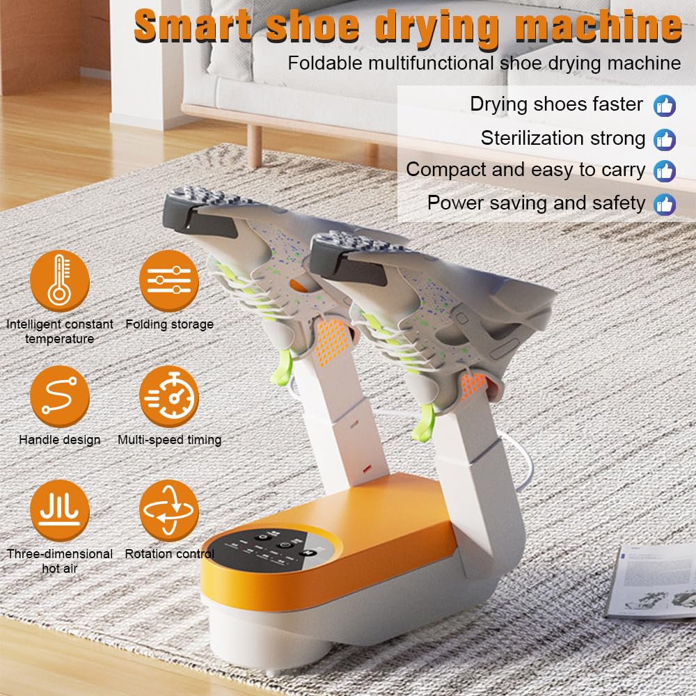 Secador de Zapatos Eléctrico, Secador de Botas de Esquí con 4 Temporizador, Seca Zapato Rápido Diseño Plegable y Portátil, Shoe Dryer para Zapatillas Deporte, Botas Futbol, Botas, Guantes Boxeo