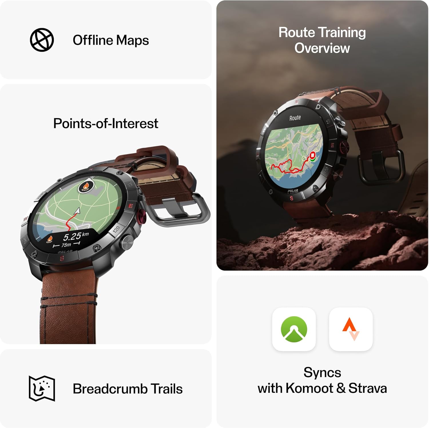 POLAR Grit X2 Pro Titan Ultra Premium GPS Smart Sports Watch – Ultimate Outdoor Adventure Watch with Rugged Titanium Design, Advanced Navigation, with an Additional Leather Wristband, Titan