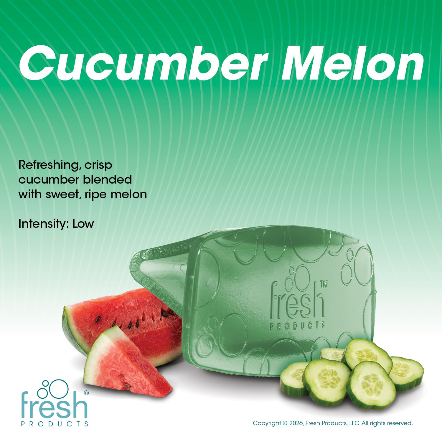 Fresh Products Eco Bowl Clip, odświeżacz powietrza, odświeżacz do toalety, odświeżacz do śmieci, bez chemikaliów, naturalne oleje, dyskretny - ogórek melon, zielony, wyprodukowany w USA, 12 szt