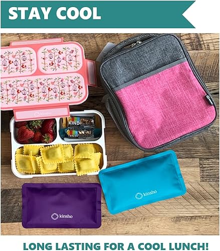 Miniatura 4 de Bolsas de hielo suaves para lonchera, bolsas, cajas Bento, paquete de 4, bolsas delgadas y reutilizables recongelables para niños y niñas, adultos,