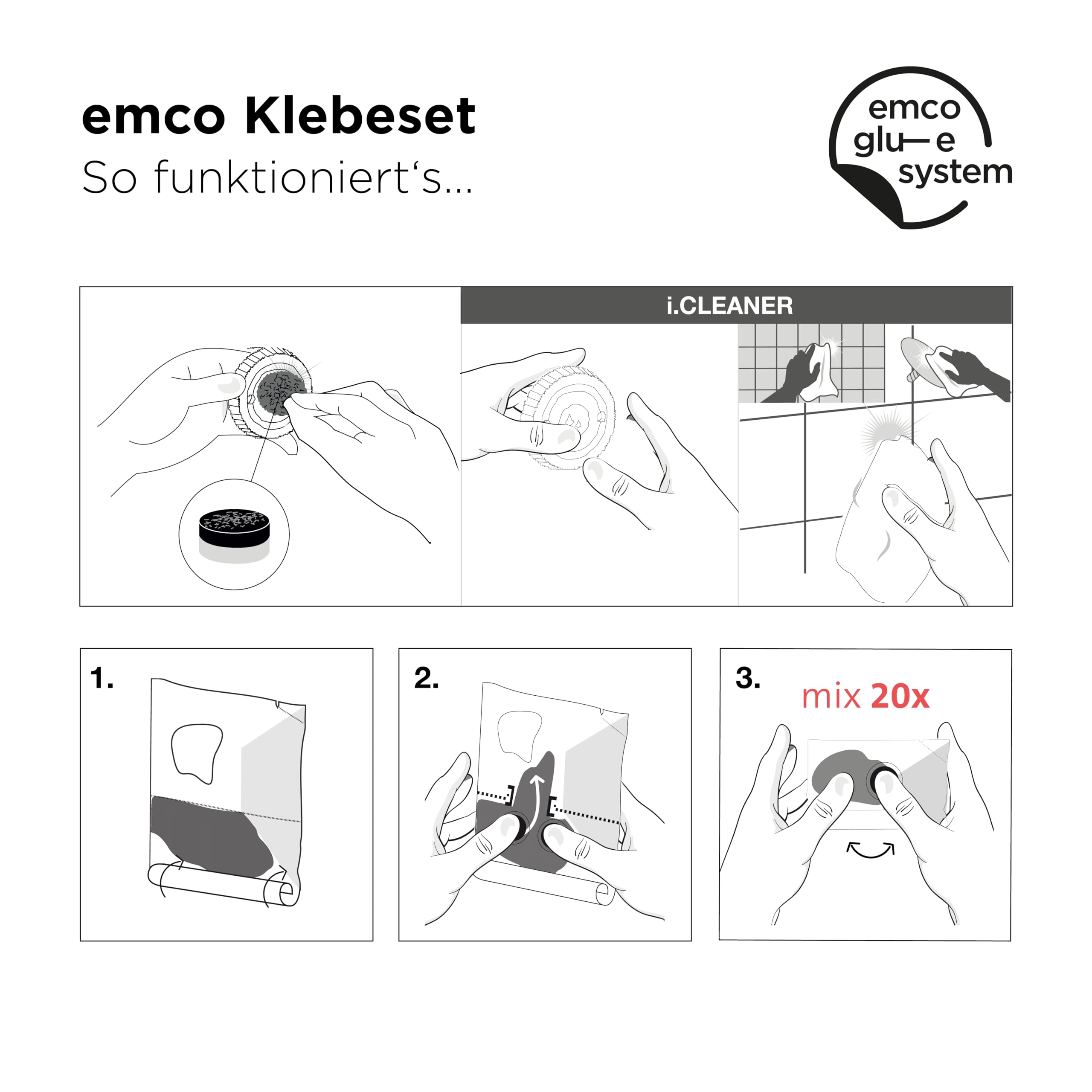 emco CUE Flüssigseifenspender mit Klebeset & Becher aus Kristallglas, Metall, verchromt, Normal