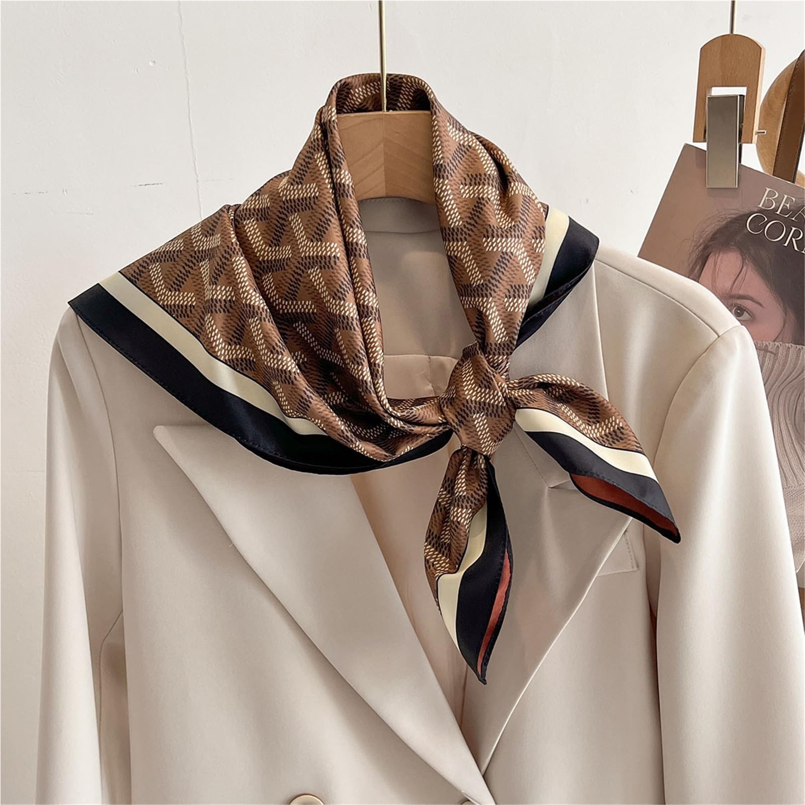 Bufanda de Seda for Mujer, Bufanda Cuadrada de imitación de Seda, pañuelo con Estampado de Doble Cara for Mujer, pañuelo for el Cuello, Viaje