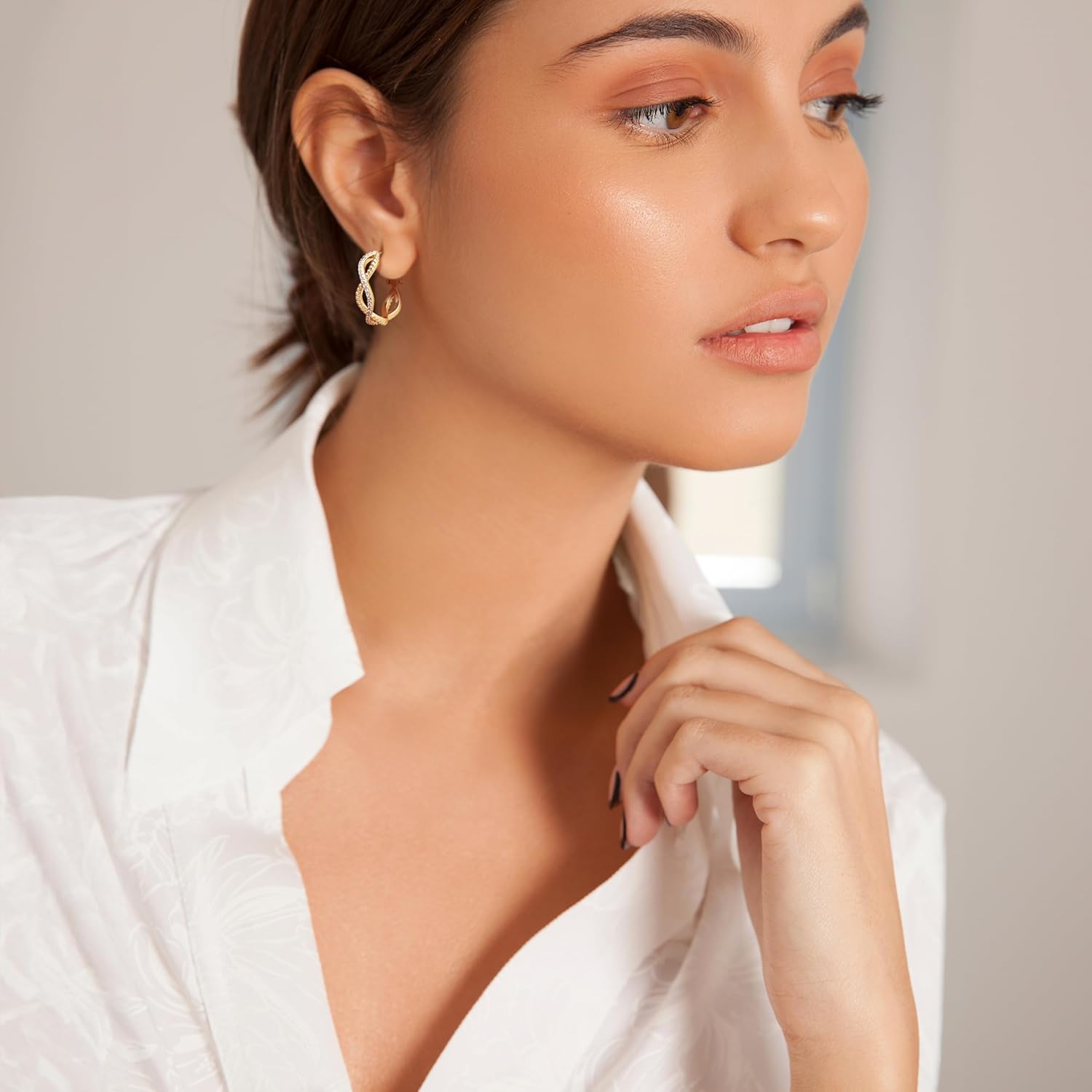 14K Gold Earrings for Women Gold Hoop Earrings for Women Twisted Hoop Earring for Womens Hoops with Cubic Zirconia Lightweight Hoops Earring for Womens 20/25/30/40/50mm