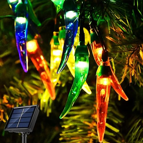Tira de luz solar de 23 pies, 50 LED para exteriores, multicolor, impermeable, para cocina, Navidad, aleros, cenador, decoración del hogar