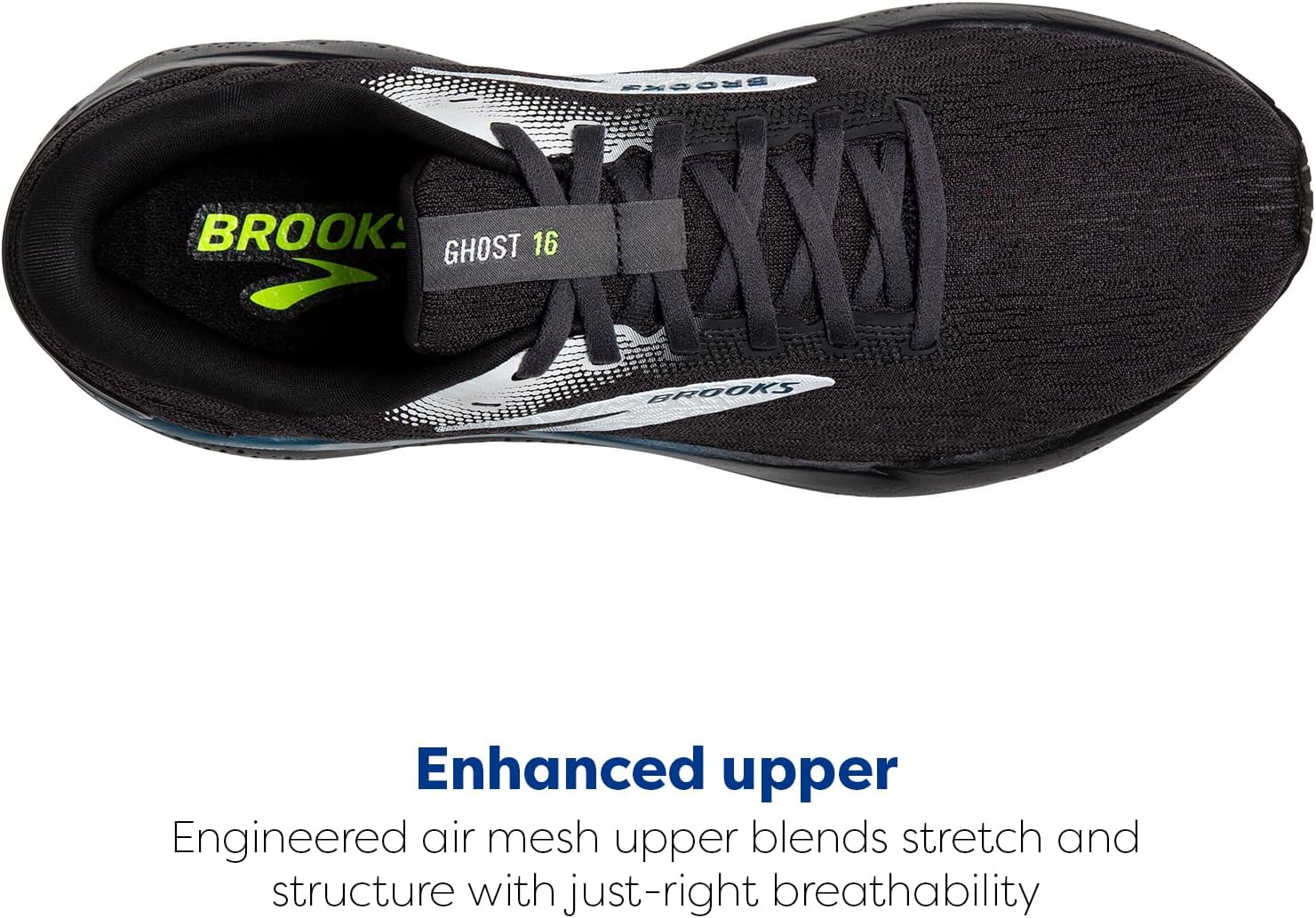 Brooks Men’s Ghost 16 Neutral Running Shoe 12.5 Black/Ebony/Blue image 4 of 6 B0CGYG5YDC
