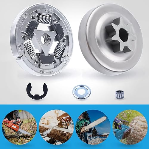 Miniatura 4 de Adefol Motosierra 3/8 "-7T Spur Embrague Tambor Sprocket Bearing Kit 5pcs para Stihl MS391 MS311 Piezas de repuesto con Cojinete de Aguja Embrague