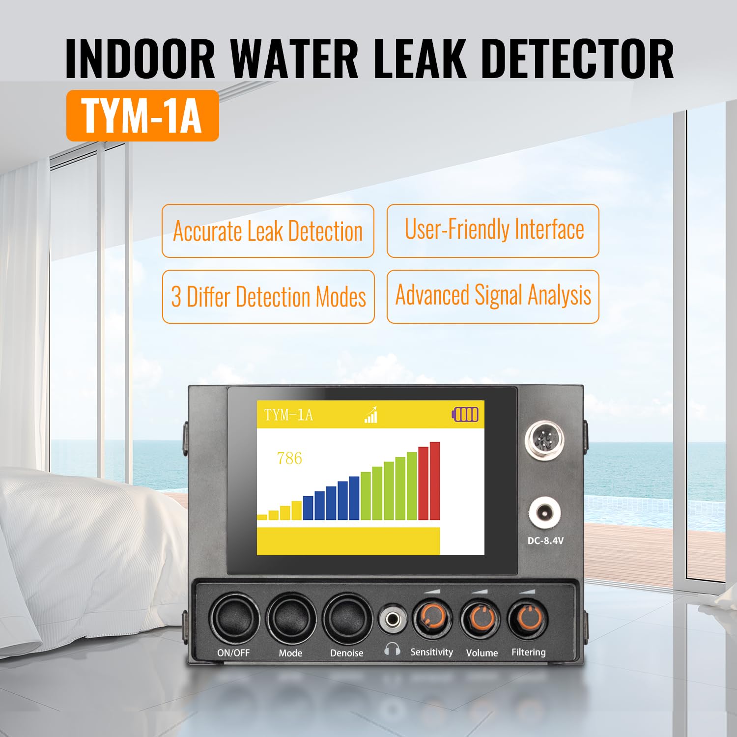 OH TYM-1A Unterirdischer Wasserleckdetektor, Ultraschall-Wasserleck-Sensorröhren, Wasserleck-Alarm