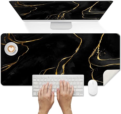 Miniatura 17 de Britimes Alfombrilla de Escritorio Rosa Oro Rosa Dorado Negro Antideslizante de Cuero PU Grande para Teclado y Ratón Accesorios de Escritorio de oro