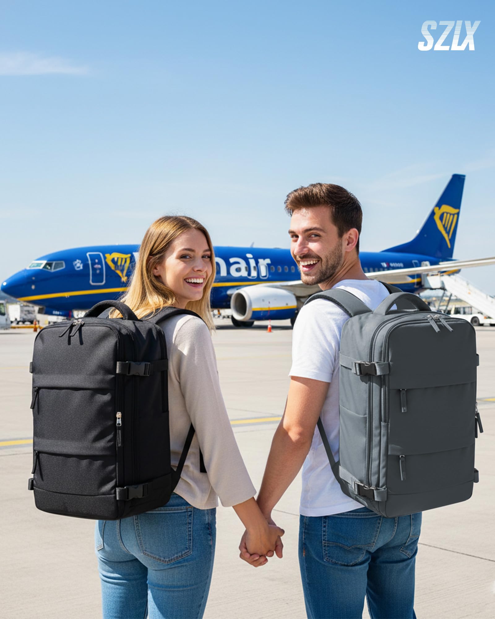 SZLX Plecak Próżniowy Bagaż Podręczny Dla Kobiet, Plecak Z Poduszką i Systemem Próżniowym Do Podróży, Plecak Podróżny Ryanair W Rozmiarze Kabinowym Z Pompką, Wodoodporna Walizka Próżniowa Dla Mężczyzn
