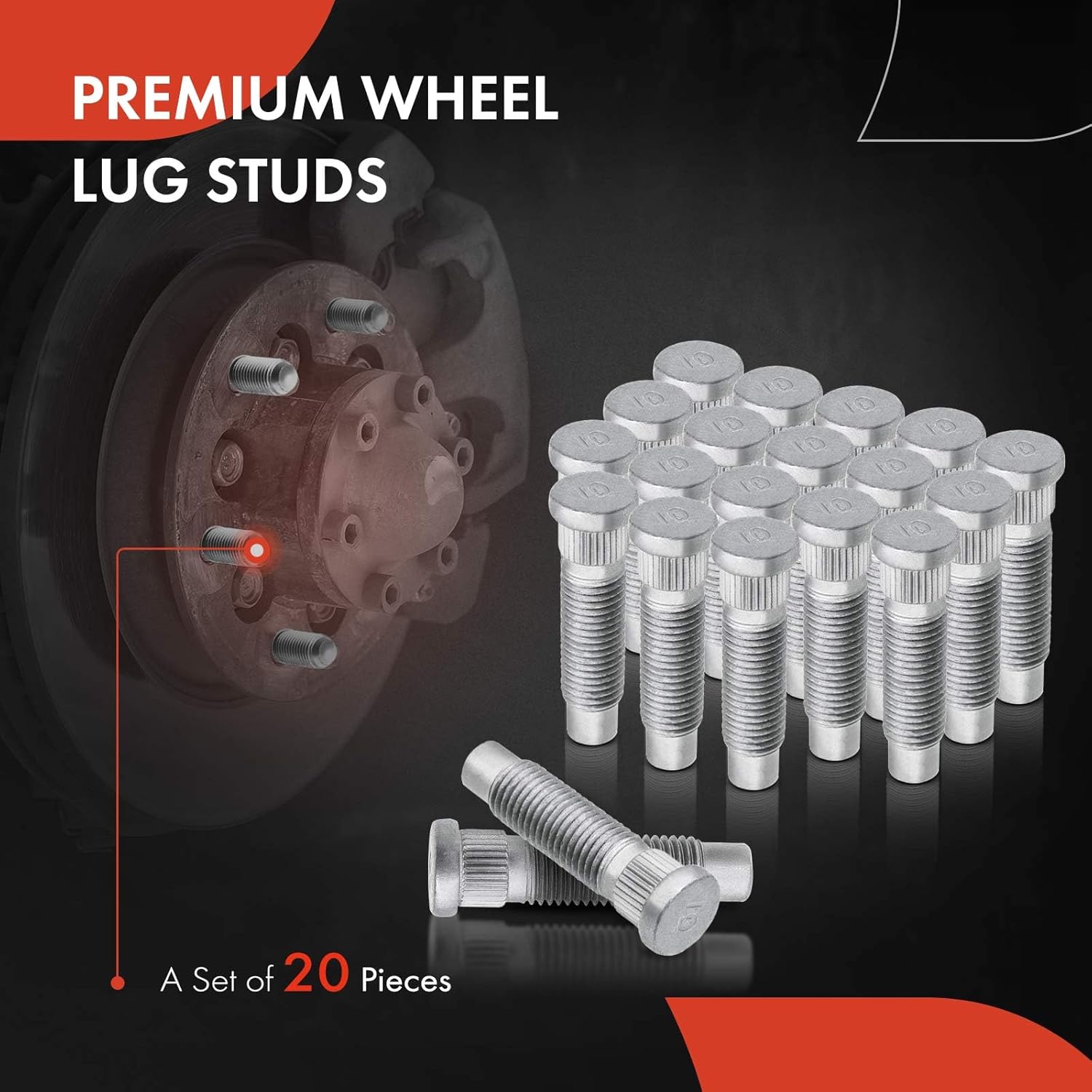 A-Premium M12-1.50 Wheel Studs Compatible with Chevrolet Equinox Malibu Impala Monte Carlo S10 GMC Envoy Cadillac Buick Front and Rear Side 20-PC Set