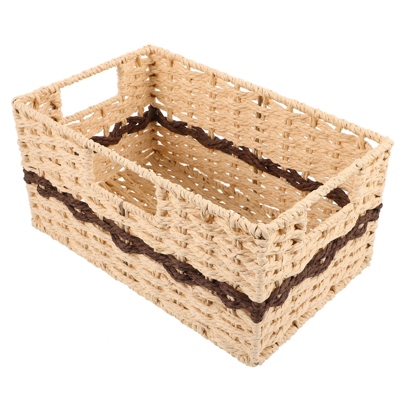 Tofficu Cesta de Almacenamiento Tejida de Mimbre, Pequeña, Caqui | Tapa ni Forro, Formato Manual, para Cocina y Armario, Uso Versátil con Gran Capacidad