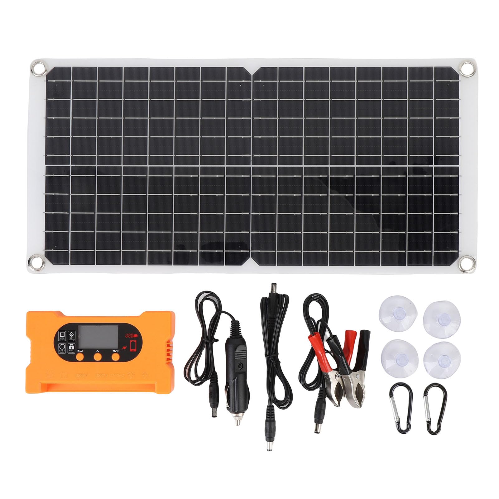 Jeffergarden Kit de Panel Solar, Estación de Energía Portátil de Carga Rápida de Silicio Monocristalino para Uso de Emergencia en Remolques de Camping RV con Múltiples Salidas de Voltaje