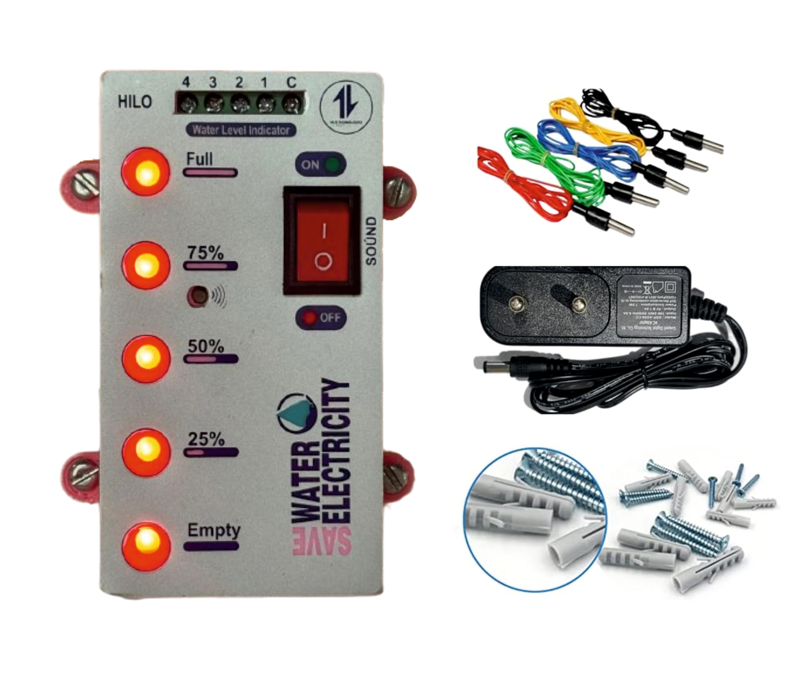 Hilo Technologies Water Level Indicator and Controller With Overflow Alarm | Water Tank Full Alarm | 6 Month Warranty