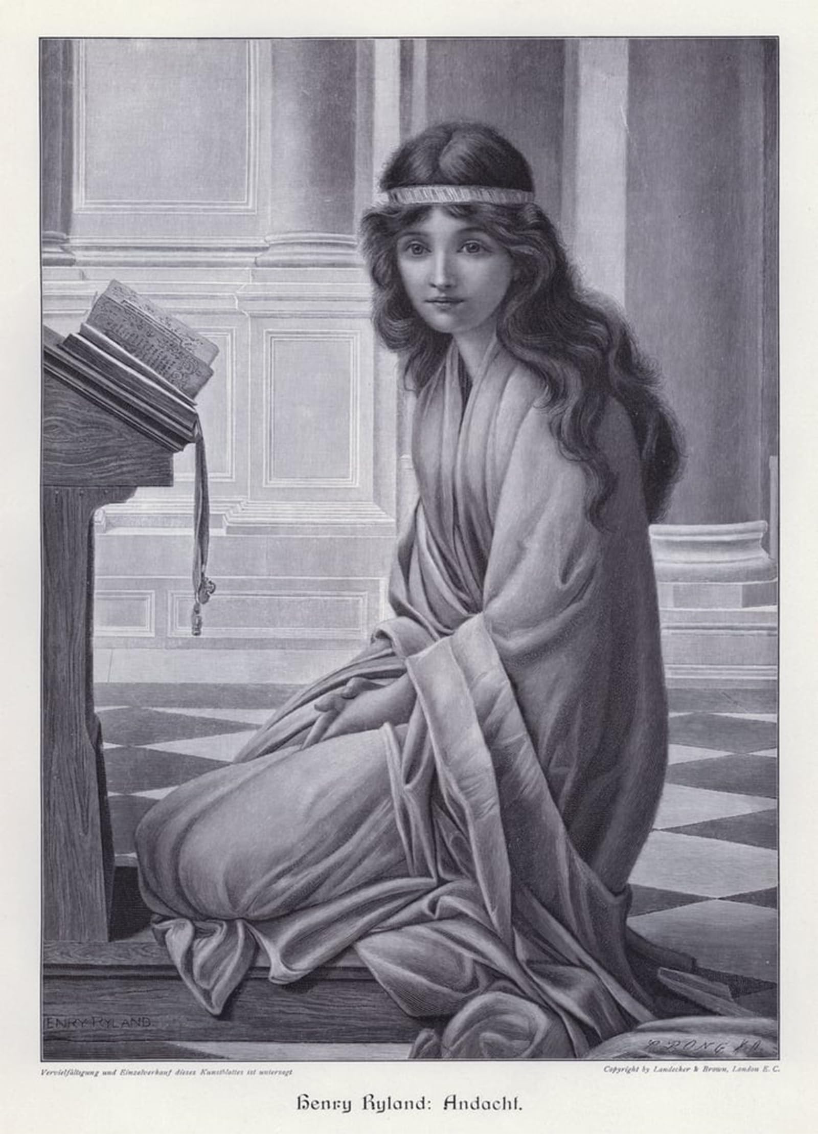 POSTERIIk Famous Modern Artwork Art Mural Prayer by Henry Ryland Oil Paintings Pictures for Home Decor 60x90cm